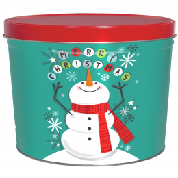 Cheery Snowman 2 Gallon Popcorn Tin