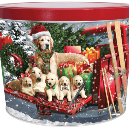 Red Truck Pups 2-Gallon Popcorn Tin
