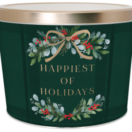Happiest of Holidays 2-Gallon Popcorn Tin